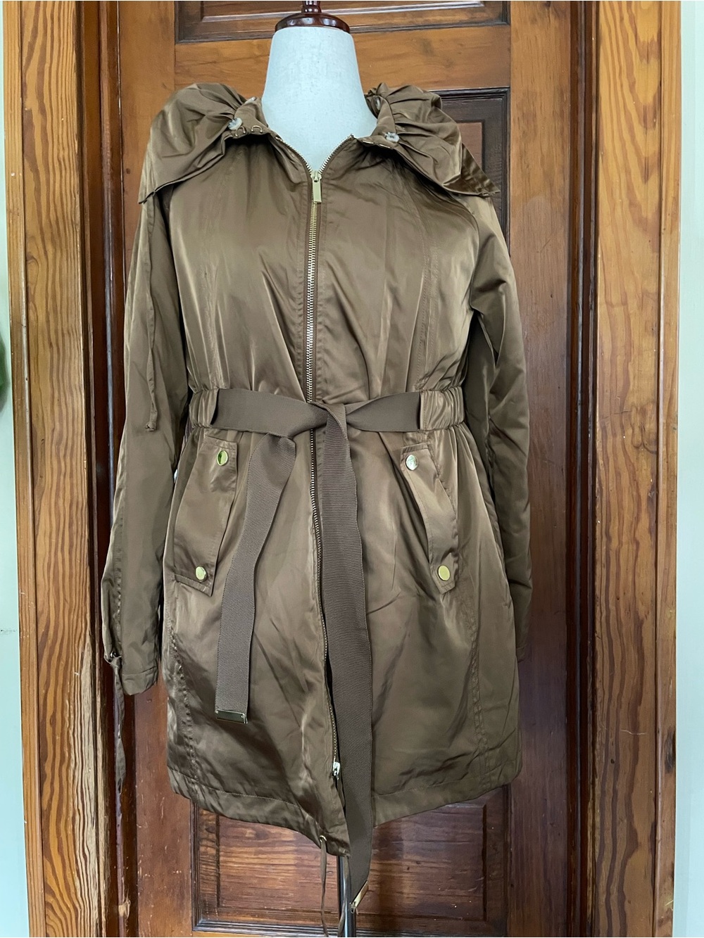 Womens Brown Belted Utility Jacket